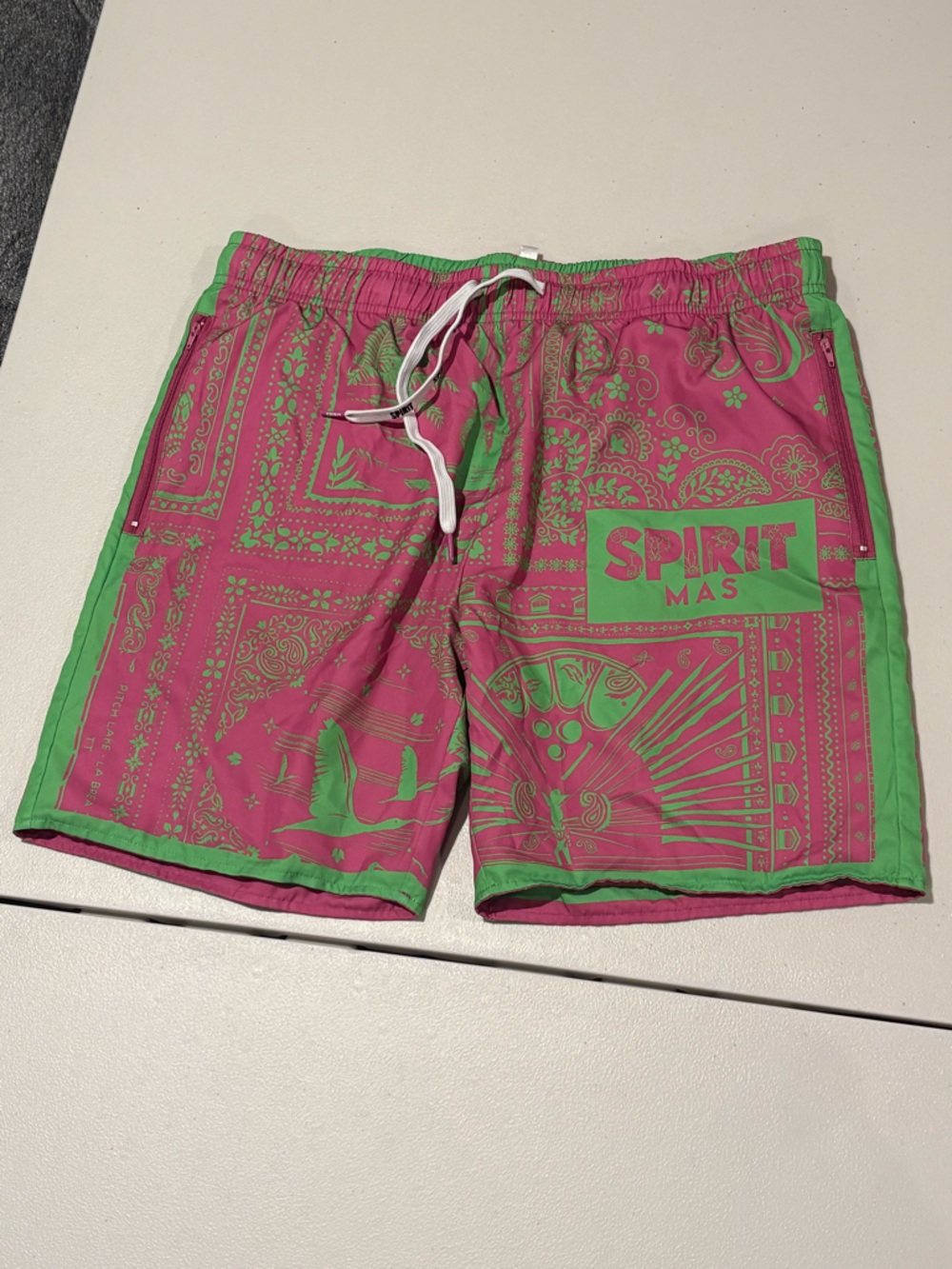 Spirit Mas Pink & Green Men’s reversible Swim Board Shorts